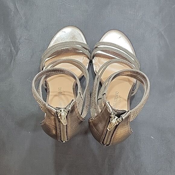 CHRISTIAN SIRIANO WOMEN'S PU ANKLE STRAP OPEN TOE RHINESTONE  HEELS SANDALS - Picture 6 of 14